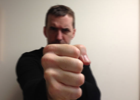 Steve punching camera