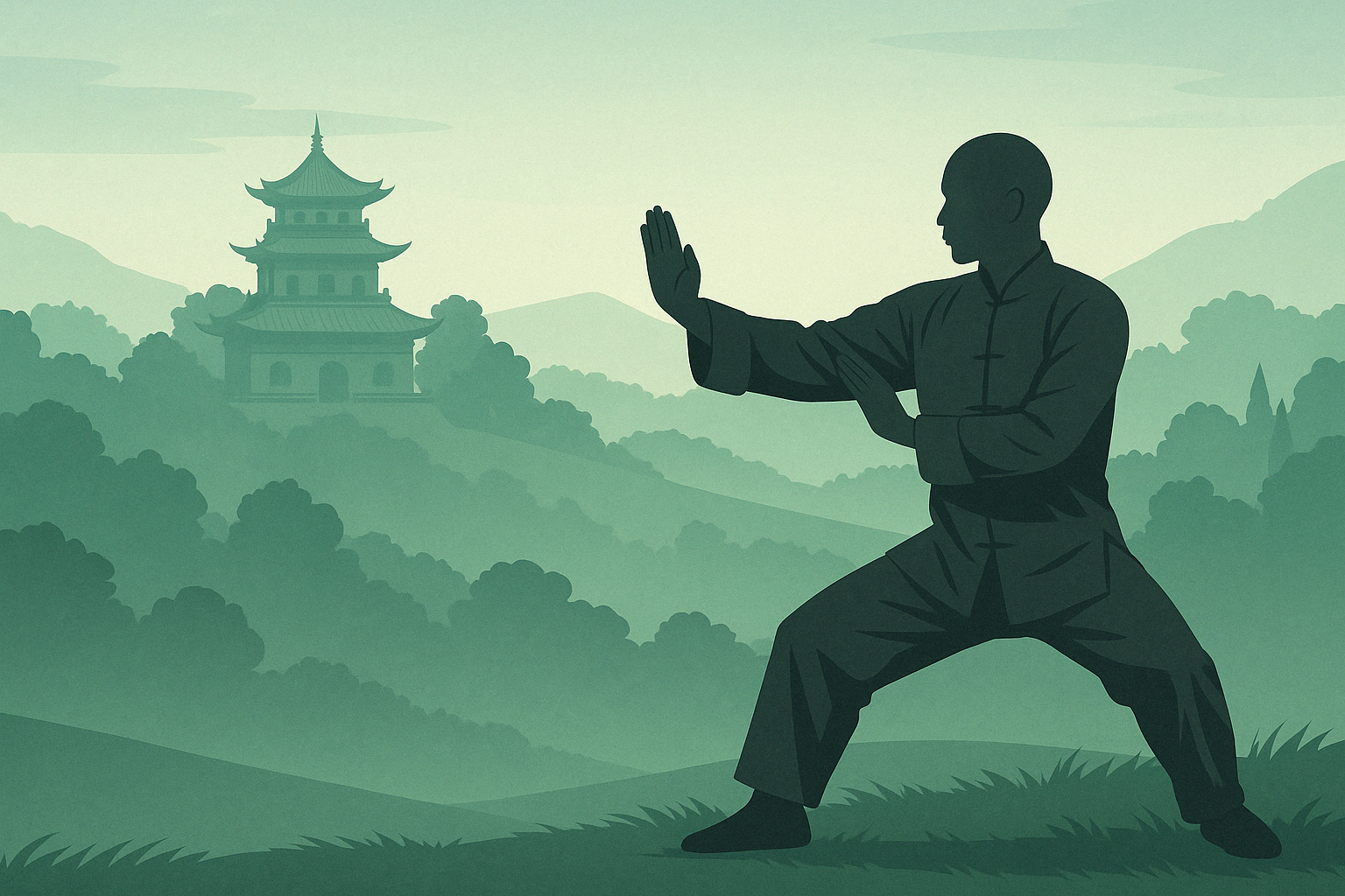 Warrior by a temple